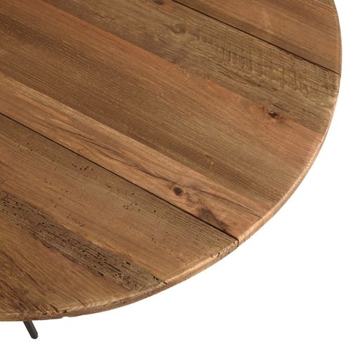 Dandy - Table Basse Ronde 90x90cm Bois Pin Recyclé Et Pieds Métal Noir