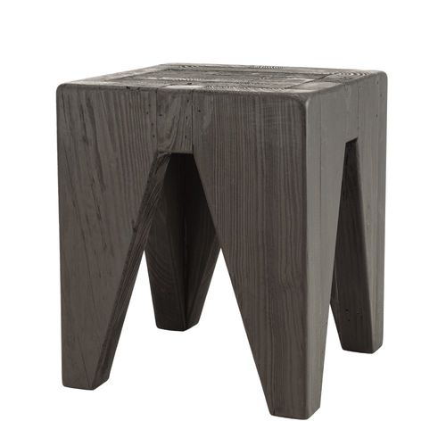 Dandy - Tabouret Carré Noir 35x35cm Bois Pin Recyclé