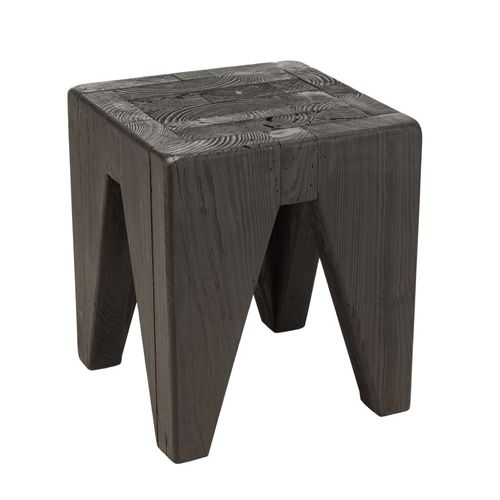 Dandy - Tabouret Carré Noir 35x35cm Bois Pin Recyclé