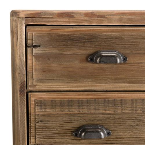 Sandy - Meuble Chiffonnier Marron 5 Tiroirs Bois Pin Recyclé