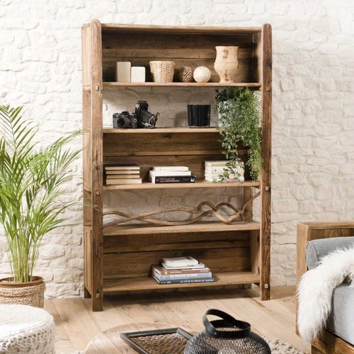 Andrian - Étagère Marron 5 Niveaux Bois Pin Recyclé