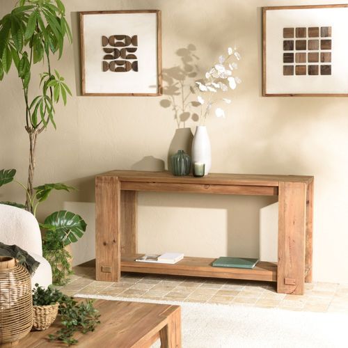 Sandy - Console Bois 150x40cm Bois Pin Recyclé