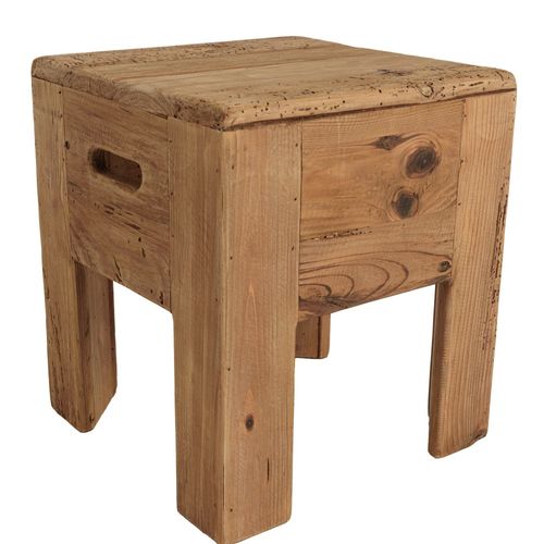Sandy - Tabouret Carré 35x35cm Bois Pin Recyclé