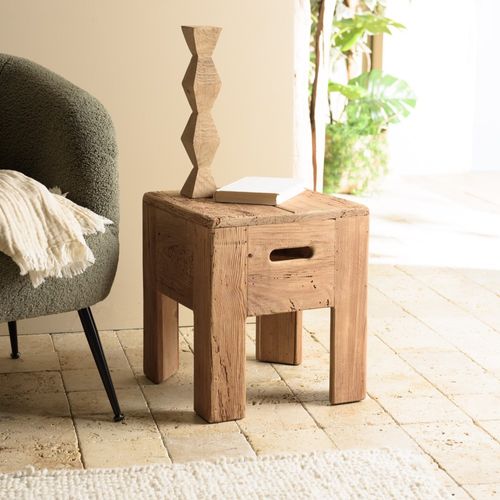 Sandy - Tabouret Carré 35x35cm Bois Pin Recyclé