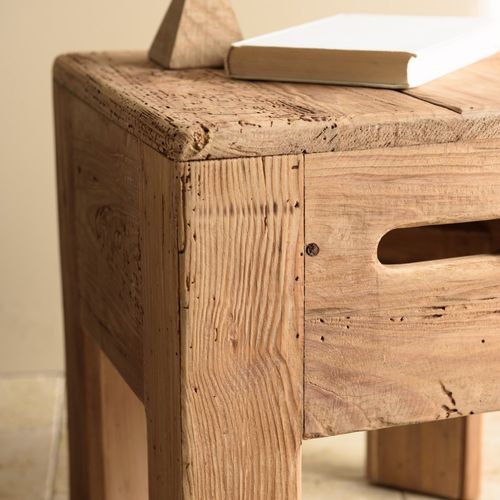 Sandy - Tabouret Carré 35x35cm Bois Pin Recyclé