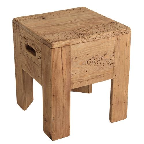 Sandy - Tabouret Carré 35x35cm Bois Pin Recyclé