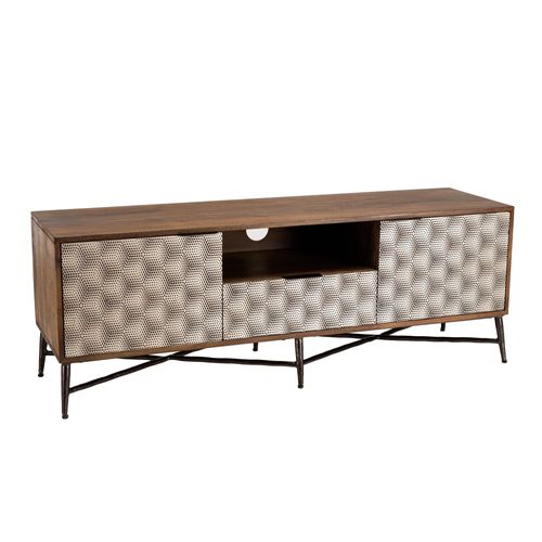 Alix - Meuble TV En Bois Manguier 2 Portes 1 Tiroir Motifs Ethniques