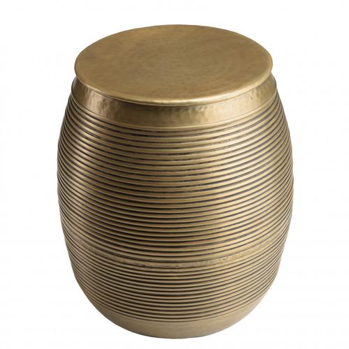 Honore - Table D'appoint Alu L40cm H45cm Couleur Laiton Foncé Strié