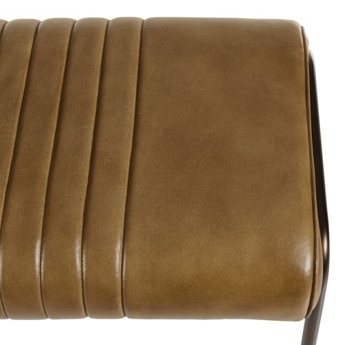 Marcel - Banc Matelassé En Cuir Marron Et Pieds Acier