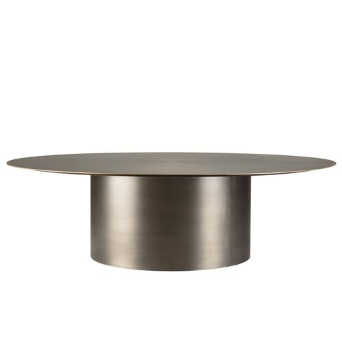 James - Table Basse Ronde 120x120cm En Métal Noir Et Bordure Dorée