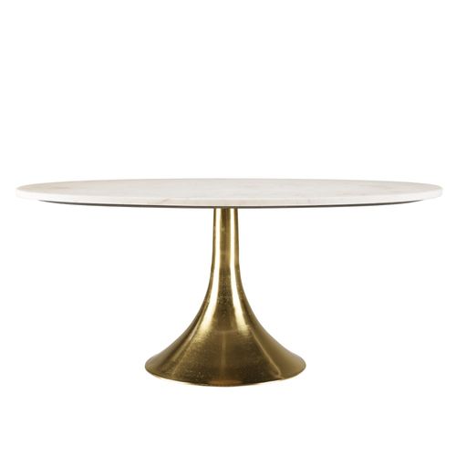 James - Table Basse 100x56cm Plateau Marbre Pied Évasé Doré