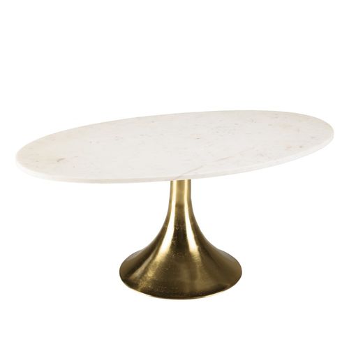 James - Table Basse 100x56cm Plateau Marbre Pied Évasé Doré