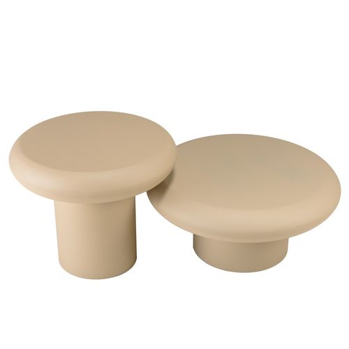Hortense - Set De 2 Tables Basses Forme Champignon En Fer Beige Mat