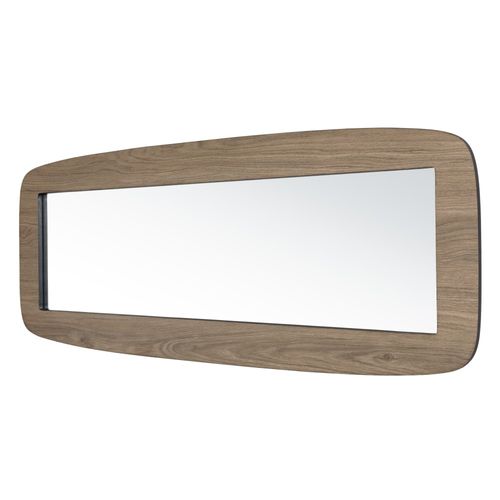 Julia - Miroir Rectangulaire Bois 120x40cm Angles Arrondis Marron