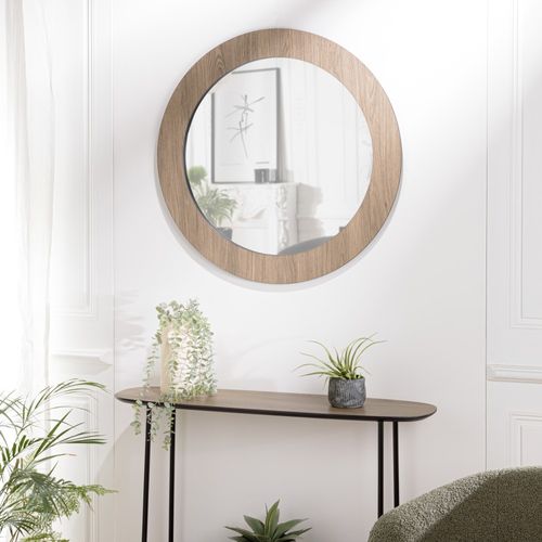 Julia - Miroir Rond D80cm En Bois Marron