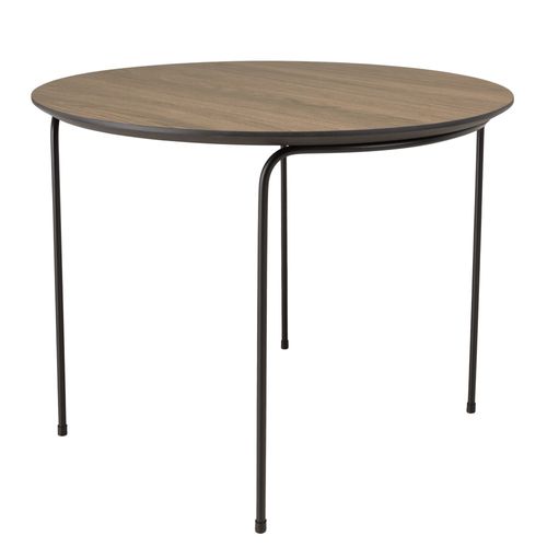 Julia - Table Basse Ronde 60x60cm Pieds Métal Noir Et Bois Marron