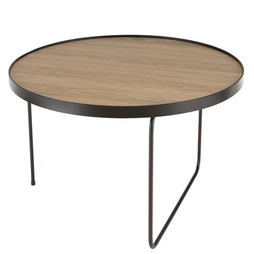 Julia - Table Basse Ronde 60x60cm Bois, Pieds Asymétriques Marron