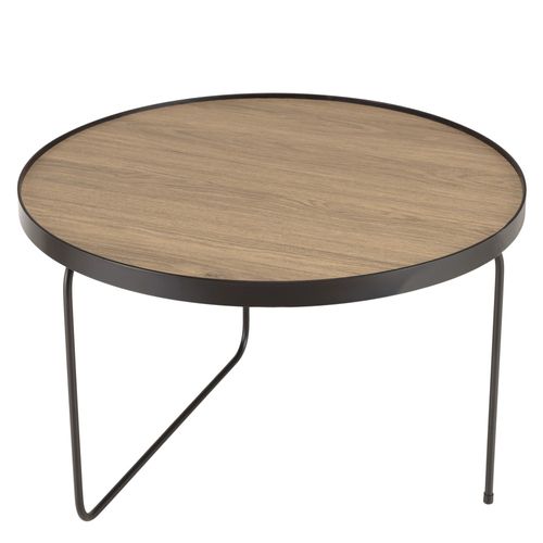 Julia - Table Basse Ronde 60x60cm Bois, Pieds Asymétriques Marron