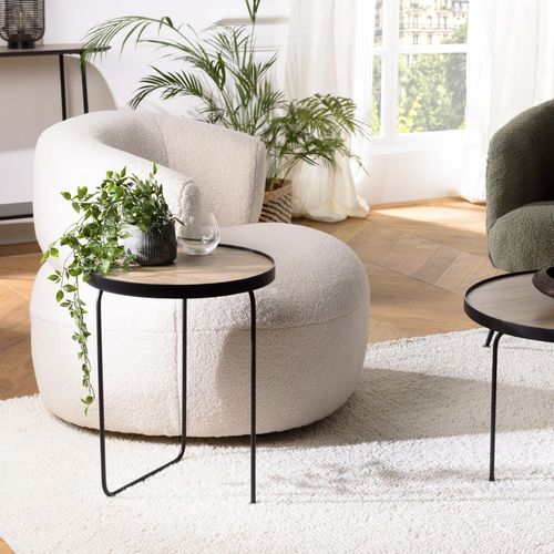 Fleur - Table D'appoint Ronde 40x40cm Mocha Pieds Asymétriques Métal