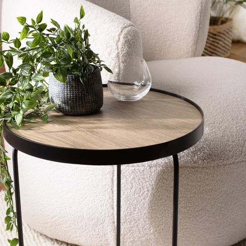 Fleur - Table D'appoint Ronde 40x40cm Mocha Pieds Asymétriques Métal
