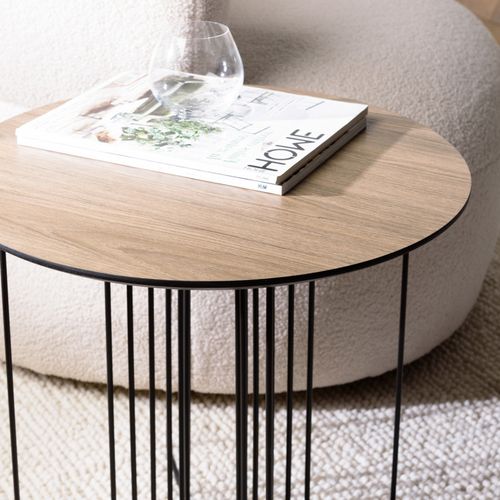 Fleur - Table D'appoint Biseautée 50x50cm Mocha Pieds Graphiques Métal