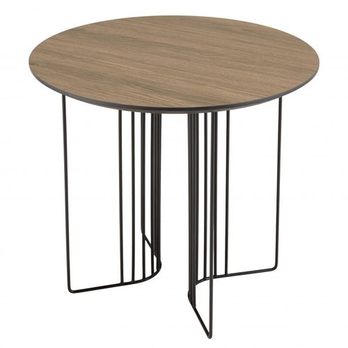 Fleur - Table D'appoint Biseautée 50x50cm Mocha Pieds Graphiques Métal