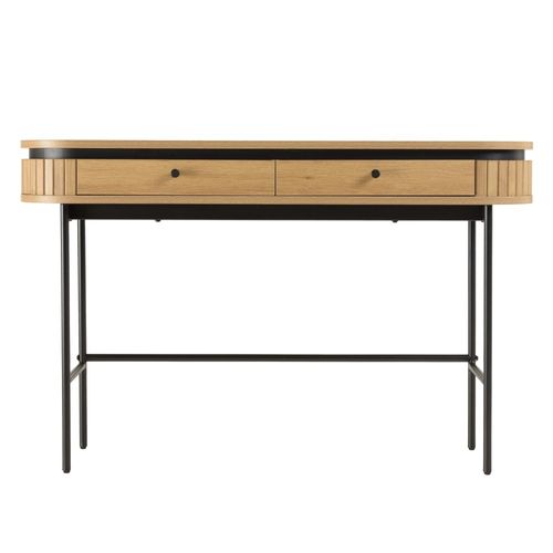 Ethan - Console Arrondie Bois 2 Tiroirs Couleur Naturelle