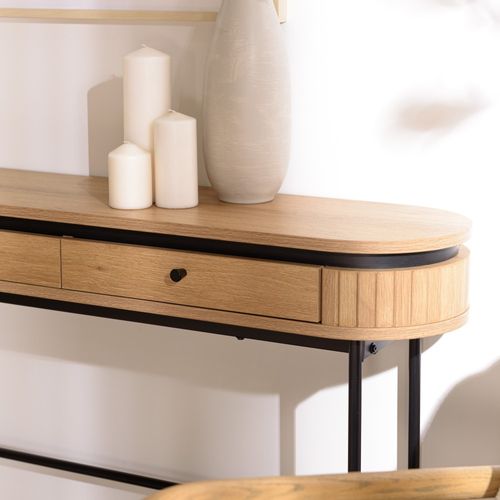 Ethan - Console Arrondie Bois 2 Tiroirs Couleur Naturelle