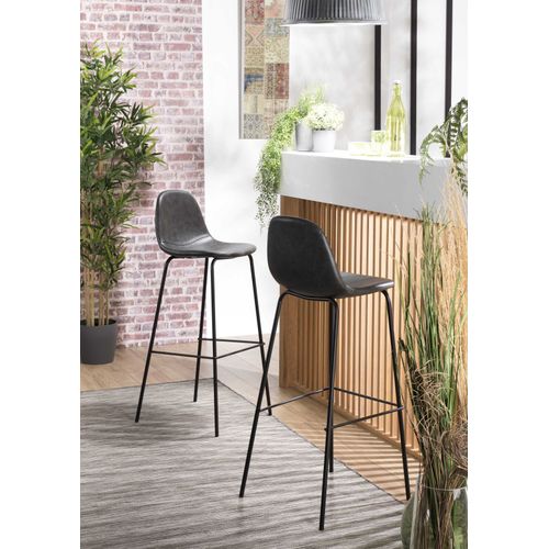 Tom - Lot De 2 Tabourets De Bar John Noir Hauteur D'assise 80cm