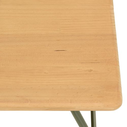Helena - Table Basse Plateau En Bois Pin Pieds Tréteaux En Métal Vert