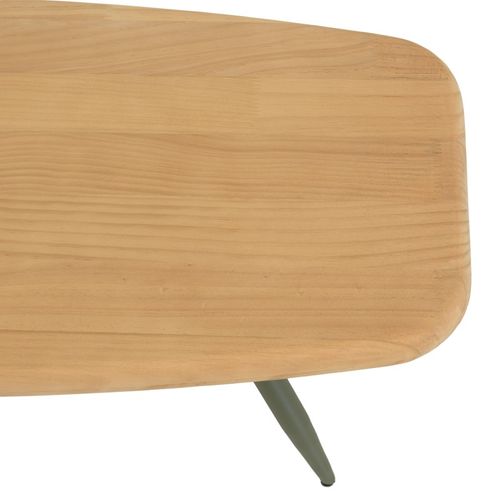 Helena - Table Basse Plateau En Bois Pin Pieds Scandinaves Métal Vert