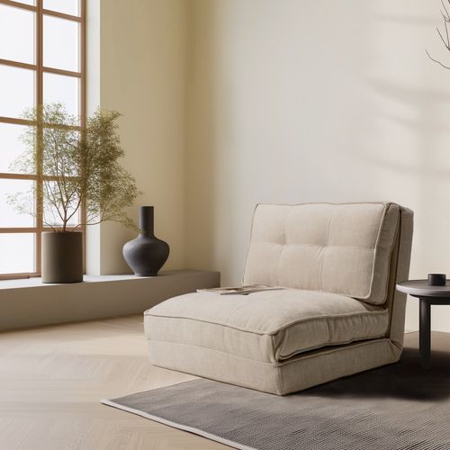 Angele - Chauffeuse Convertible 1 Place En Tissu Couleur Écru