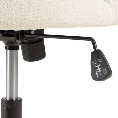 Mina - Chaise De Bureau à Roulettes En Tissu Écru Dossier Ouvert