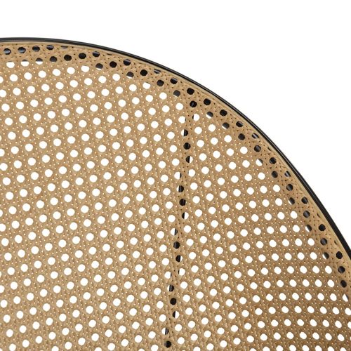 Lea - Lot De 2 Chaises Assise Tissu Noir Dossier Arrondi Effet Cannage
