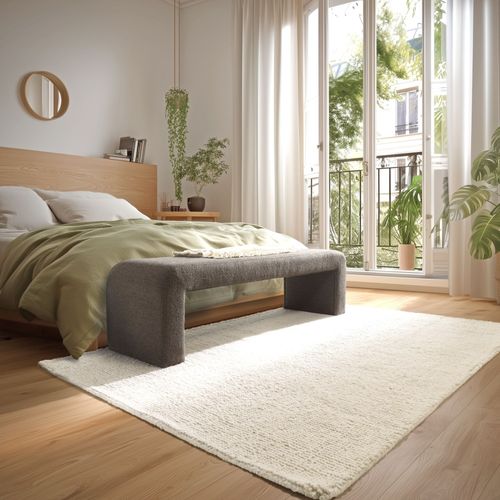 Leopold - Banc En Tissu Petite Bouclette Taupe Foncé