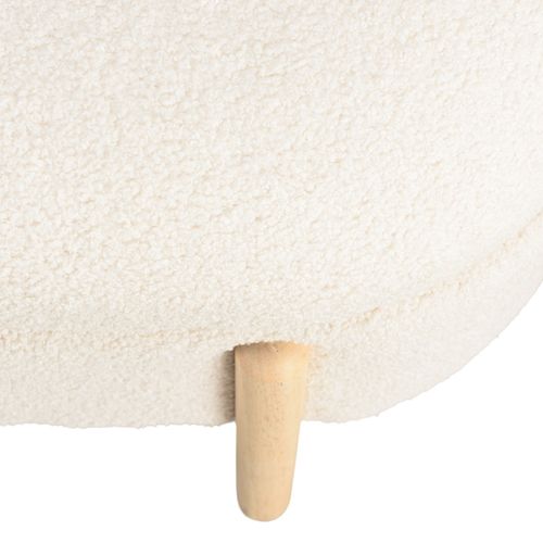 Leopold - Banquette Tissu Bouclette Écru Avec Rangement Et Pieds Bois