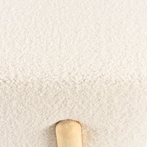 Leopold - Pouf En Tissu Bouclette Écru Et Pieds Bois