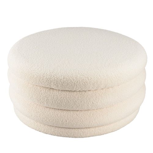 Leopold - Pouf L En Tissu Bouclette Écru Avec Rangement