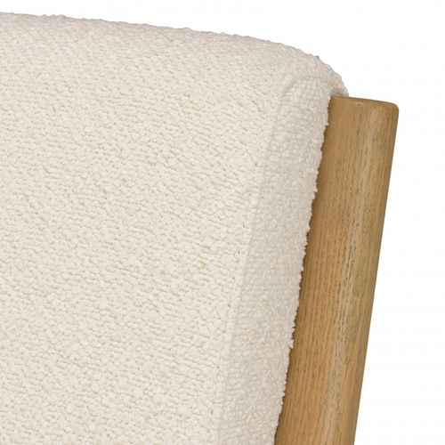 Pierre - Fauteuil Bas Tissu Bouclette Écru Structure Et Accoudoirs Bois