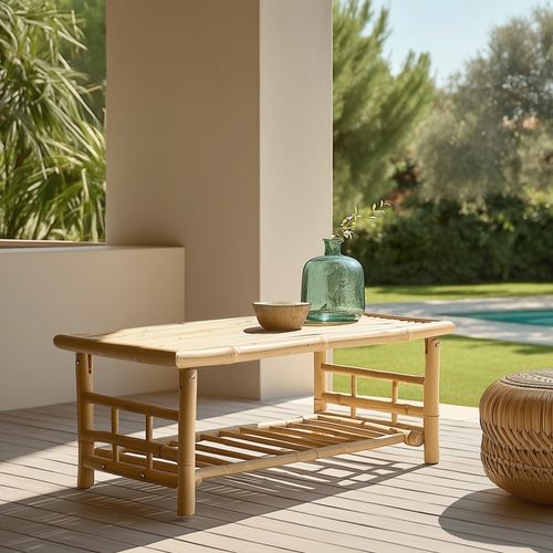Vital - Table Basse Rectangulaire En Bambou 90x49cm