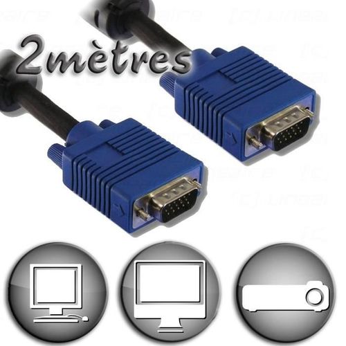 Câble Vga Hd15 Mâle / Mâle 2m