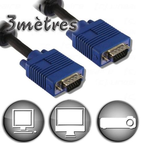 Câble Vga Hd15 Mâle / Mâle 3m