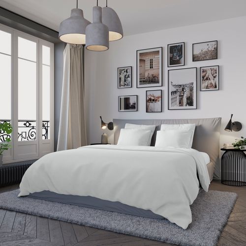 Housse De Couette Confort Jersey Coloris Blanc 140 X 200 Cm Blanc