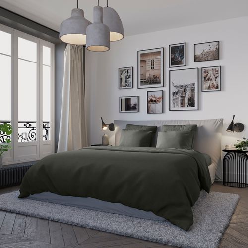Housse De Couette Confort Jersey Coloris Carbone 140 X 200 Cm Gris