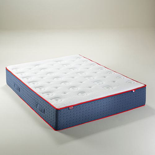 Ensemble Matelas Ressort Mi-ferme + Sommier Le Véritable 180x200 Cm Blanc, Bleu Foncé