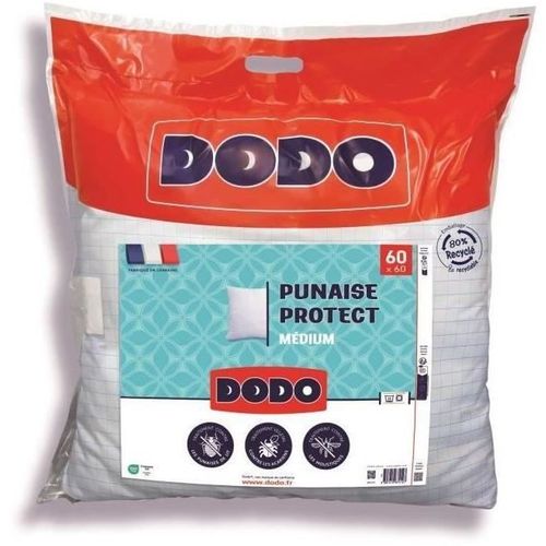 Oreiller Médium 60x60 Cm - Protection Anti Punaise, Anti Acarien - 550 Gr - Blanc
