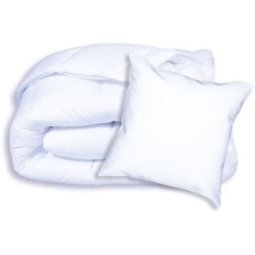 Pack Couette Chaude Anti-acariens 140x200 Cm + 1 Oreiller 60x60 Cm - Splendeur - Blanc