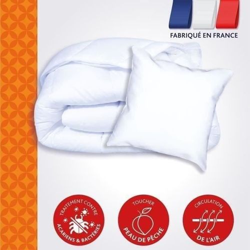 Pack Couette Chaude Anti-acariens 140x200 Cm + 1 Oreiller 60x60 Cm - Splendeur - Blanc