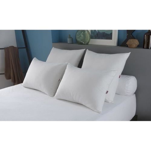 Lot De 2 Oreillers Moelleux - Duo Protect - 60 X 60 Cm - 100 % Polyester Volupt'air - Blanc
