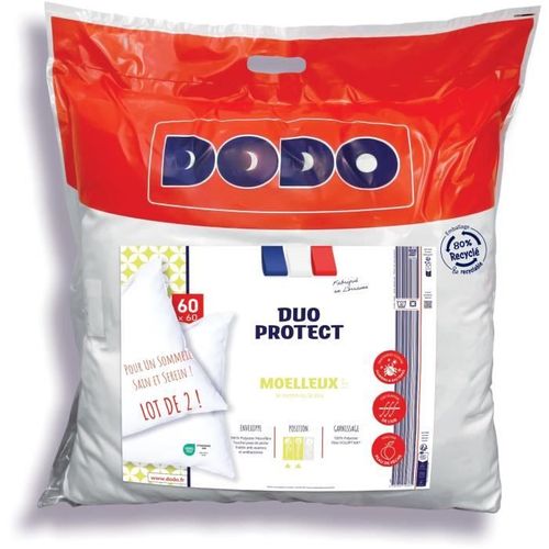 Lot De 2 Oreillers Moelleux - Duo Protect - 60 X 60 Cm - 100 % Polyester Volupt'air - Blanc